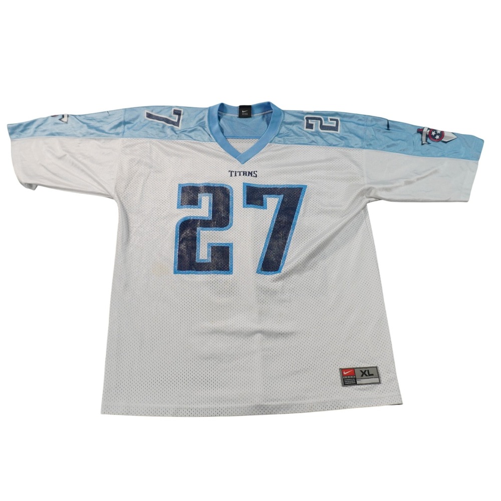 Vintage Nike Tennessee Titans Eddie George Jersey Mens XL White 27 Mesh V-Neck